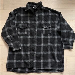 Men's Black and Gray Plaid Jacket